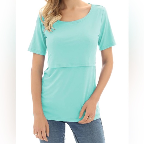 Bearsland Women's 2 Packs Maternity Tops Short Sleeve Breastfeeding Shirts - Picture 1 of 9